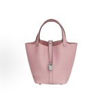 HERMES Picotin Lock 18 Silver Buckle Basket Bucket Bag Handbag 18 Women\'s 3Q RoseSakura Pink